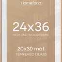 Homeforia 24x36 Natural Oak Poster Frame, High-End Wood, 20x30 Mat, Glass