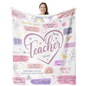 lemzcen Teacher Gifts for Women, Teacher Appreciation Gifts, Retirement Birthday Thank You Gifts for Teachers Women, Best Teacher's Day Gifts Ideas Throw Blanket 60"X50"