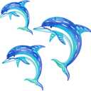 Dolphin Wall Decor Metal Fish Wall Decor Sea Coastal Outdoor Wall Art Metal Beach Ocean Decor For Bathroom Indoor Garden Yard Pool Outdoor Patio Kitchen (3 Pcs)