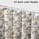 WOUVMA Black Shower Curtain Floral Cotton Linen Cottagecore Shower Curtain for Bathroom 72" W x 72" L