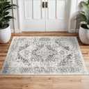 2x3 Entryway Area Rug Washable - Neutral Small Entry Rug Kitchen Rug Runner Vintage Soft Floor Mat Non Slip Indoor Farmhouse Carpet for Bedroom Bathroom Living Room (Distessed Grey)