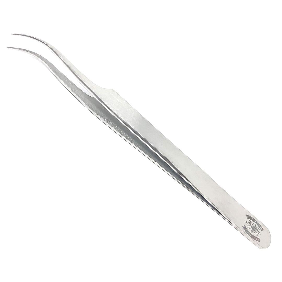 High Precision Stainless Steel Lab Forceps with Curved Very Fine Tips