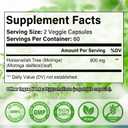 Moringa Capsules, Natural Green Superfood Supplement, 120 Vegan Capsules