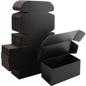 8x4x4 Black Shipping Boxes Small - 25 Pack Corrugated Cardboard Mailer Boxes for Packaging, Mailing, Gift Giving | Sturdy, Recyclable, Perfect for Small Business Supplies, Ecommerce