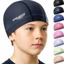 COOLMATE Fabric Swim Cap for Women, Men & Kids  Silicone Water Resistant Layer, Lightweight Cloth Cap for Pool & Lap Swimming  Non-Slip Comfortable Fit, Gift for Swimmers (1 Pack) (X-Small, A-03d. Legend Ink - XS)