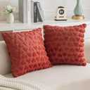 AQOTHES Set of 2 Heart Love Cute Wine Red Decorative Valentines Throw Pillow Covers 20x20, Soft Plush Faux Fur Pillow Covers for Couch Sofa Home Valentines Day Decoration