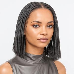 10" Salt and Pepper Braided Wig Human Hair Glueless Grey Twist Braided Wig 5x5 Silk Base HD Pre Cut Lace 10inch Short Braided Bob Wig Braided Wig for Black Women