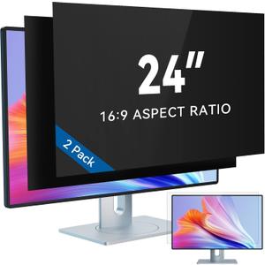 IPROKKO [2-Pack] 24 Inch Computer Privacy Screen Filter for 16:9 Widescreen Monitor, Removable 24inch Anti Blue Light Glare Privacy Shield, Anti Spy Security Protector for Hp Dell Asus Acer Samsung