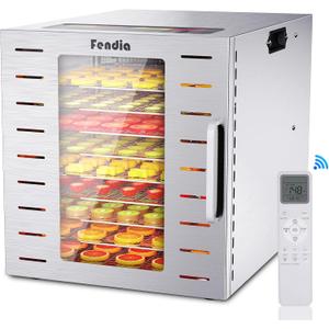 Food Dehydrator for Jerky, 9 Stainless Steel Large Trays, 800W Fruit Dehydrator with Remote Control, 24H Timer and 194F Temperature Control, Food Dryer for Jerky, Herbs, Fruit, Dog Treats