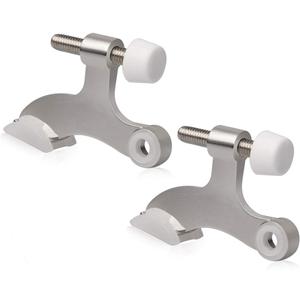 2 Pack Hinge Pin Door Stopper Brushed Satin Nickel - Adjustable Heavy Duty Hinge Pin Door Stop with White Rubber Bumper Tips