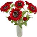 6pcs Sunflowers Artificial Flowers with 6 Large Sunflower Heads and Long Stems for Indoor Outdoor DIY Wedding Bouquets Baby Shower Centerpieces Floral Arrangements Party Tables Home Office Decorations