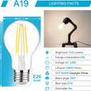 Ascher 60 Watt Equivalent, E26 LED Filament Light Bulbs, Daylight White 4000K, Non-Dimmable, Classic Clear Glass, A19 LED Light Bulb with 80 CRI, Pack of 6