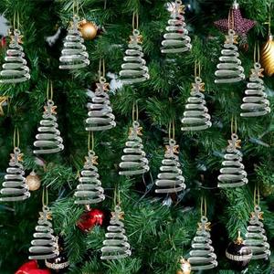 RattanView 7 Pcs Clear Glass Christmas Tree Ornaments Crystal Mini Spun Glass Blown Hanging Decorative for Christmas Tree House Party Holiday Decorations