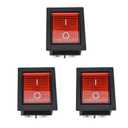 KCD2-201N 2 Position Rocker Toggle Switch ON/Off AC 250V/16A for Boat with Red LED Indicate Light DPST 4 Pins (3/Pack)