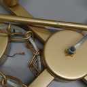 CATINER Modern Drum Chandelier 18” White and Gold Pendant Light Fixture Round Fabric Shade 4 Lights Semi Flush Mount Hanging Ceiling Chandelier for Dining Room Bedroom