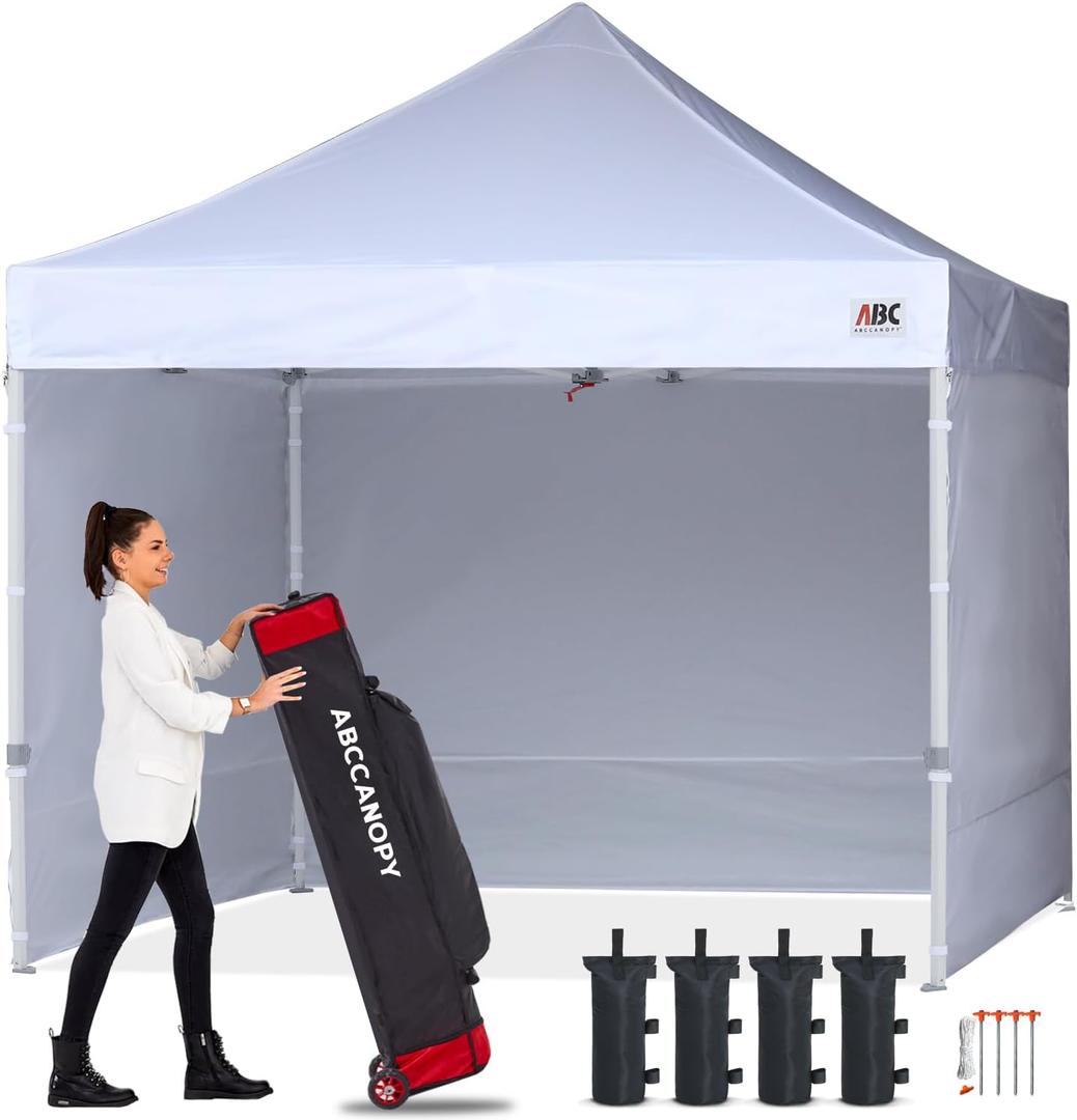 ABCCANOPY Easy Pop Up Canopy Tent with Sidewalls 10x10 Commercial -Series, White