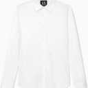 Armani Exchange Mens Long Sleeve Cotton Satin Button Down (Medium, Off-White)