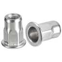 uxcell M6 Half Hex Body Rivet Nuts, 60pcs 304 Stainless Steel Flat Head Threaded Insert Nuts for Metal, Plastic