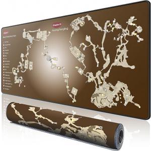 Mouse Pad - Gaming Desk Mat with HD Game Guide Map Surface, 3mm High Density Neoprene & Non Slip Rubber Base for PC/PS5/Office/Streaming Setup (Brown)