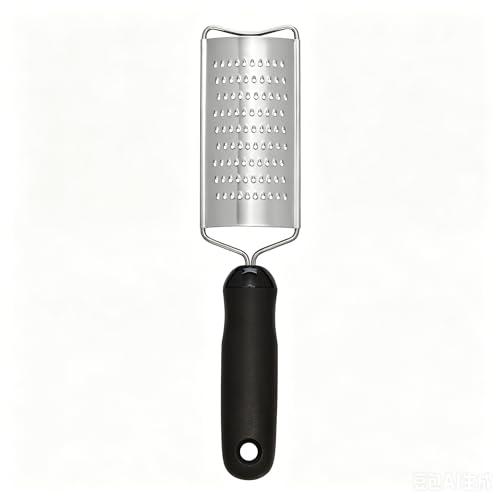 Stainless Steel Grater, Black Ergonomic Handle for Citrus Peel Chocolate and Hard Cheese Dishwasher Safe with Hanging Hole for Storage