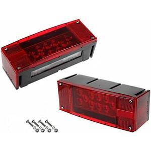Left+Right/over 12 LED super diodes for each light/AUTO 2PCS 12V LED Submersible Low Profile Rectangular Trailer Lights, Tail Stop Turn Running Lights Kit, Sealed for Boat Truck Marine