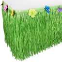 Luau Grass Table Skirt Natural Hawaiian Table Skirt Tropical Party Decorations 9 Feet x 29.5 Inch (Green)