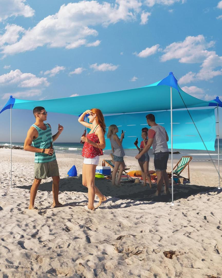 TOURIT Beach Tent Sun Shelter 11x11ft, UPF50+ Protection Beach Canopy Tent Sun Shade with Windproof Design, Outdoor Canopy for Camping, Fishing, Backyard, Blue