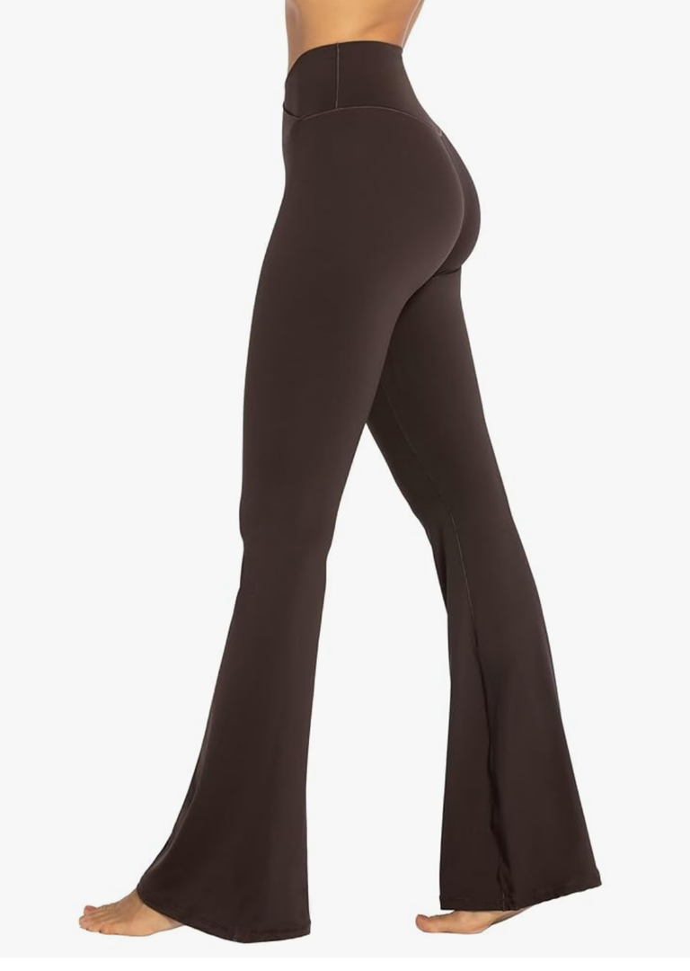 Sunzel Womens Flare Leggings No Front Seam Flare Yoga Pants with Tummy Control Crossover High Waist, L