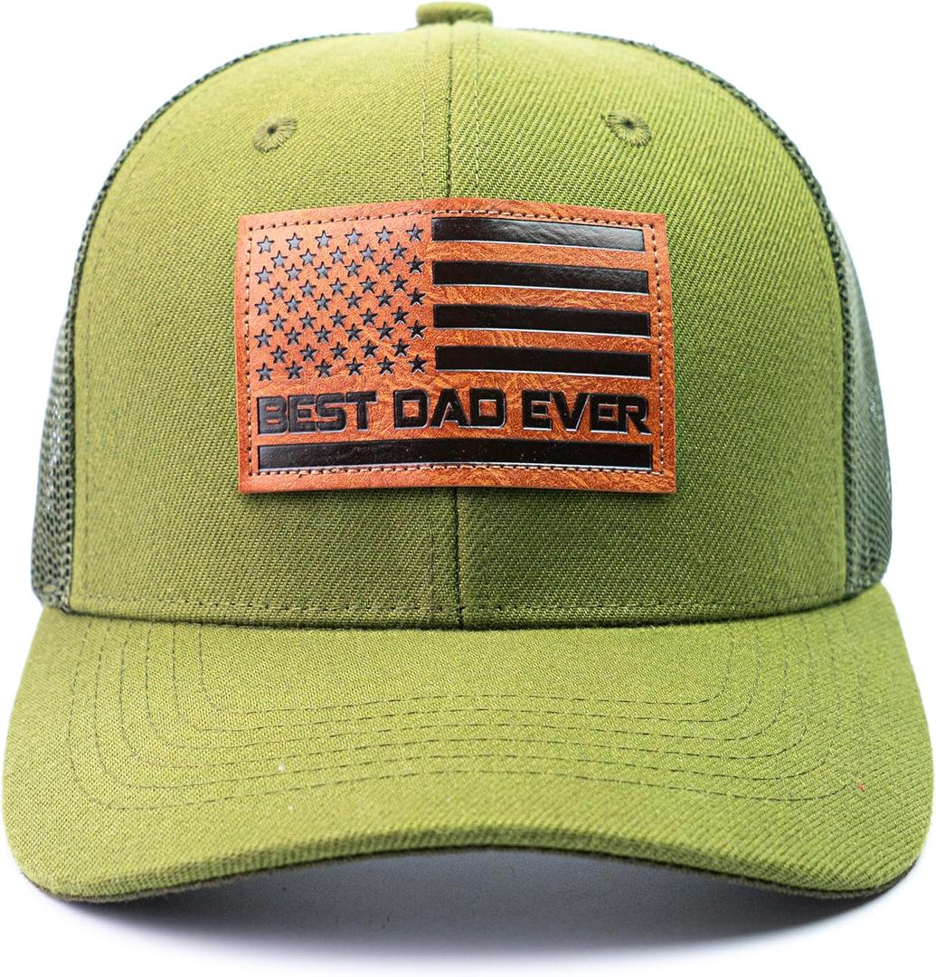 Best Dad Ever American Flag Hat, Dad Hat Fathers Day Birthday Gifts for Dad Papa from Daughter Son Black Cap (One Size, Army Green)