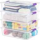 OMNISAFE Plastic Storage Bin with Lid, Stackable Design, Clip Box for Crafts, Supplies and Office Items Container (4 Pack 10 Quart)