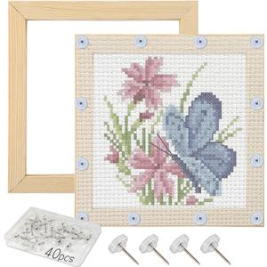 2 Sets Stretcher Bars for Needlework with 40 Tacks for Women's Birthday Gifts,5.9x5.9inch 8pcs Wooden Canvas Splicing Stretcher Bars Needlepoint Embroidery Stitch Frame Set for Crafts Art