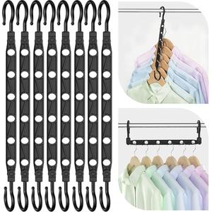 Space Saving Hangers for 48 Clothes, Reinforced Collapsible Hangers with 360° Swivel Hook, Hanger Hooks Space Saver for Closet Organizers and Storage, Dorm Room Essentials, Fully Assembled, Black