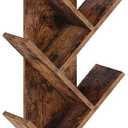 Rolanstar Tree Bookshelf with Drawer, 9 Shelf Bookshelf, Wooden Bookcase Storage Rack for CDs/Movies/Books, Corner Bookshelves, Utility Organizer Shelves for Living Room, Bedroom, Rustic Brown