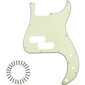 13-Hole Precision P Bass Pickguard, Without Truss Rod Cutout, Scratch Resistant Design for American & Mexico P Bass, Mint Green 3ply