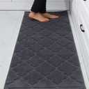 COSY HOMEER Soft Kitchen Floor Mats for in Front of Sink Super Absorbent Kitchen Rugs 20"x59" Non-Skid Standing Mat Washable,Polyester,Dark Grey (20"x 59")