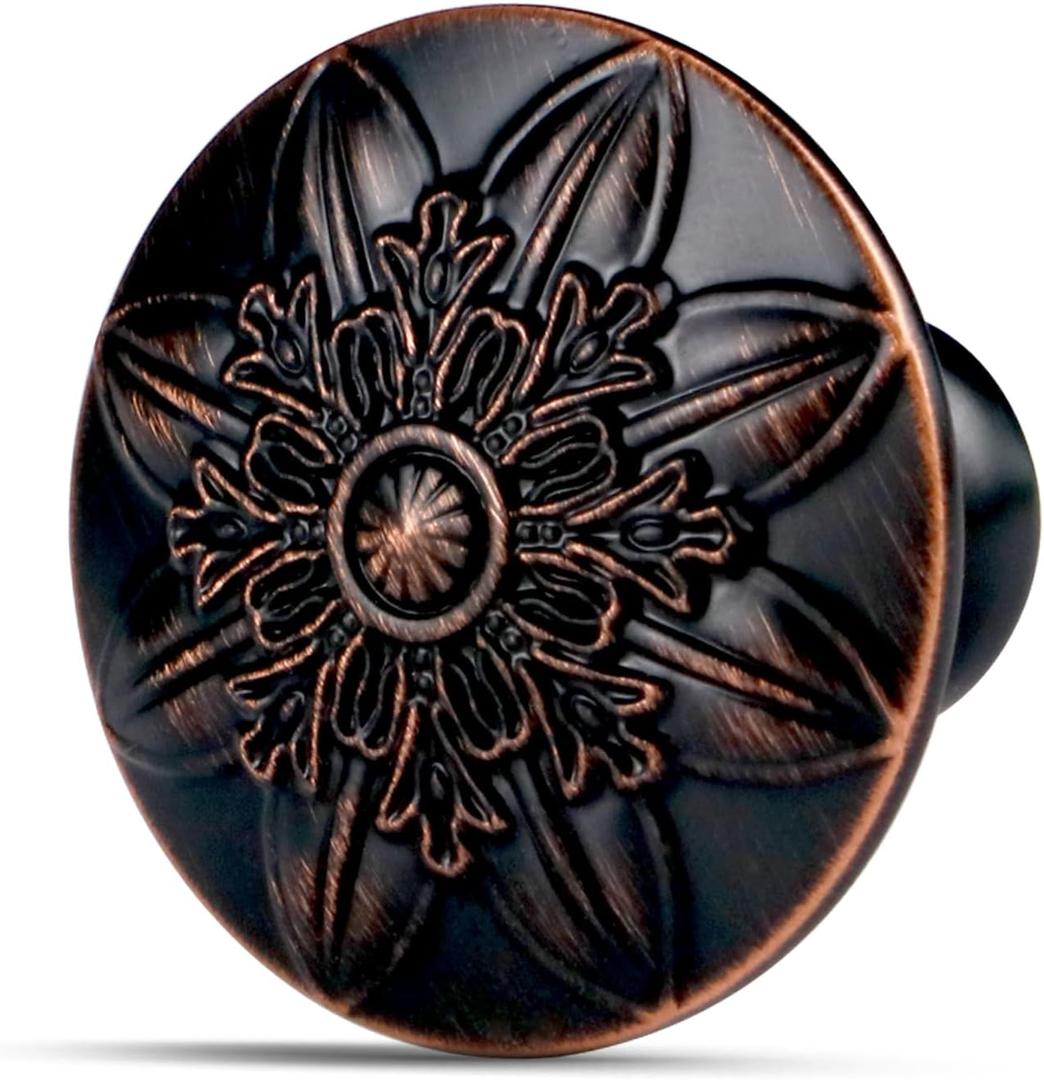 4 Pack Oil Rubbed Bronze Cabinet Hardware Knobs Round,1-2/5" Bronze Knobs Handles for Cabinets and Drawers Antique Bronze Dresser Drawer Pulls