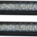 2 x Raycharm 10" RV Camper LED Awning Porch Utility Light Fixture, 40 Down Angle Beam, 6000K Cool-White, 12V/24V DC, High Light-Output Low Ampere Draw, Aluminum Housing Black Finish, 2-Pack
