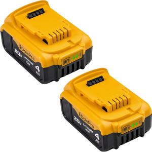 2 Pack 4.0 Ah 20 Volt Battery Replacement Compatible with Dewalt DCB204 DCB206 DCB208 DCB200 Battery 20v Lithium ion