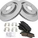 TRQ Rear Brake Pad & Rotor Kit Brake Pads Brake Rotor Ceramic Premium G-Coated Compatible with 2015-2021 Ford Mustang