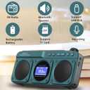 SEMIER Small Digital FM Radio Bluetooth Speaker, Handheld Rechargeable Radio Wireless Speaker, LCD Display, Double Speakers, Headphone Jack, Support USB/Micro SD Card MP3 Play for Home Outdoor (No AM)