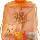 Jexila 50 Pack Orange Organza Gift Bags 8X12 inch Mesh Drawstring Pouch Easter Goodie Candy Treat Bag for Kids Halloween Easter Party Favor