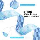 LaRibbons Christmas Wired Ribbon 2.5 inch Double Faced Blue Snowflakes and Striped Christmas Ribbon for Tree Garland, Wreath Bow, Xmas Crafts Decorations, 2 Rolls 10 Yards Total