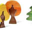Blueweenly 6 Pcs Wooden Autumn Trees Puzzle, Small World Play Set