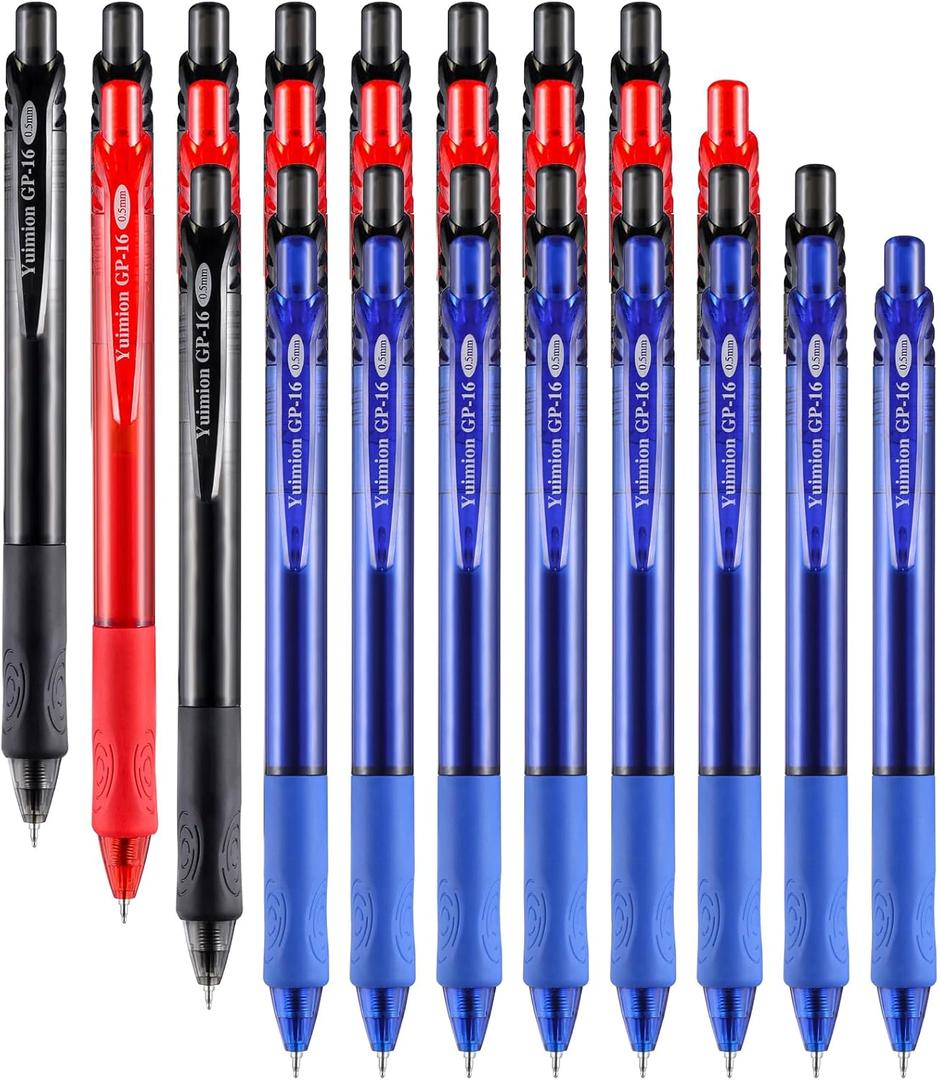32 Pcs Retractable Gel Pens Fine Point (0.5mm) Rollerball Pens for Smooth Writing Women Men Gifts, (Black&Red&Blue Ink) for Journaling School and Office Supplies Use