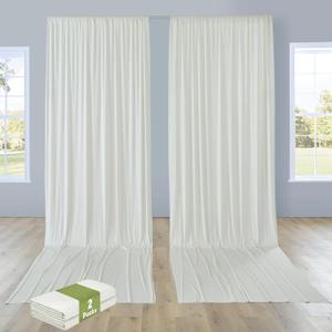 PartyVillage 10ft×15ft Ivory Backdrop Curtain for Wedding Parties, 2 Panels Wrinkle Free 15 FT Long Polyester Photo Backdrop Drapes Back Drop Cloth for Birthday Photography Background