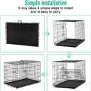 FDW Dog Crate for Large Dogs 42 Inch Folding Metal WirePet Cage Double Door W/Divider Panel Indoor Outdoor Kennel Leak-Proof Plastic Tray, Black