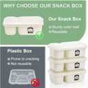 6 Pack Reusable Snack Containers with Lids, 2-Compartment Snackle box, Reusable Snack Packs Container for Meal Prep, Food Storage On-the-Go Snacking for Picnic, Work, Travel