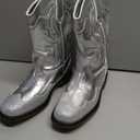 DREAM PAIRS Toddler Cowboy Boots Cowgirl Boots for Girls Square Toe Mid Calf Boys Western Fashion Riding Shoes for Toddler/ Little Kid/ Big Kid, Size 5 Big Kid, Silver