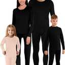 Jadive Thermal Underwear Set Full Family Winter Long Thermal Underwear Fleece Lined Base Layer Set for Women Men Boys Girls (XL, Nude, Girl)