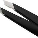 Tweezerman Black Stainless Steel Slant Tweezer - Eyebrow Tweezers for Women and Men